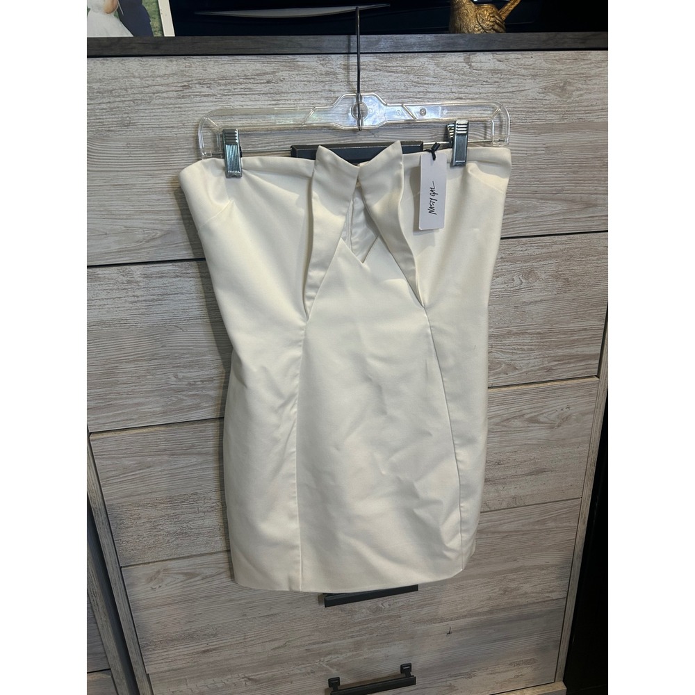 Nasty Gal Premium Tailored Bandeau Mini Dress White Strapless BGG21029 Size 6